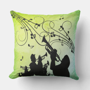 Trumpet Section Jazz Music Green Cushion