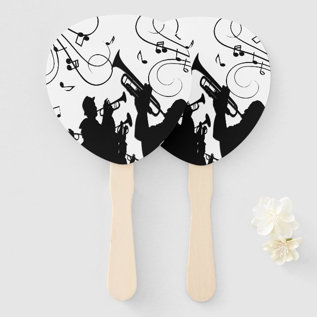 Trumpet Section Jazz Music Hand Fan (Front and Back)