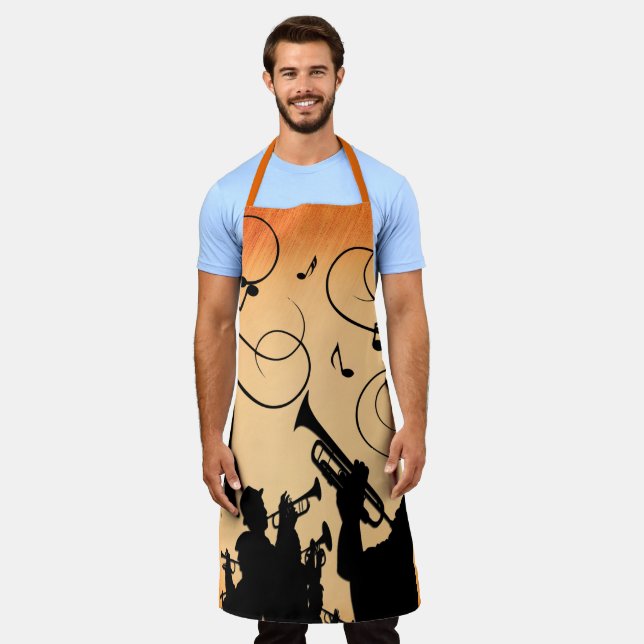 Trumpet Section Jazz Music Orange Rust Apron (Worn)