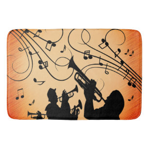 Trumpet Section Jazz Music Orange Rust Bath Mat