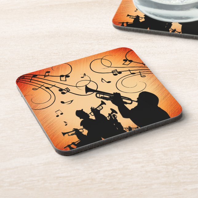 Trumpet Section Jazz Music Orange Rust Coaster (Left Side)