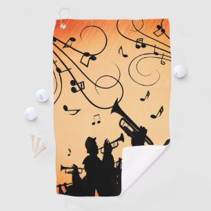 Trumpet Section Jazz Music Orange Rust Golf Towel