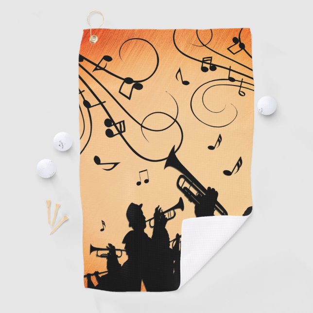 Trumpet Section Jazz Music Orange Rust Golf Towel (InSitu)