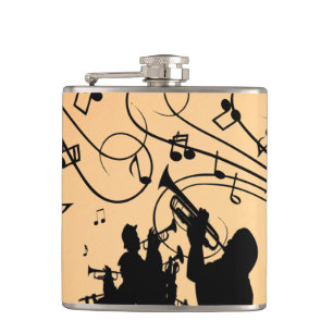 Trumpet Section Jazz Music Orange Rust Hip Flask