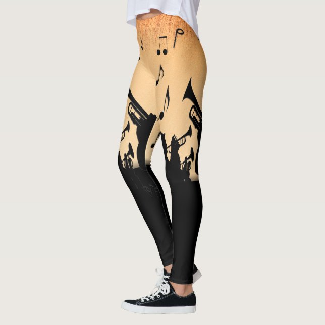 Trumpet Section Jazz Music Orange Rust Leggings (Left)