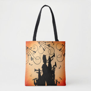 Trumpet Section Jazz Music Orange Rust Tote Bag
