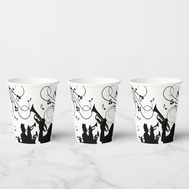 Trumpet Section Jazz Music Paper Cups (Multi)