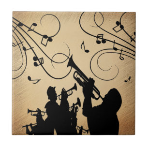 Trumpet Section Rustic Music Ceramic Tile