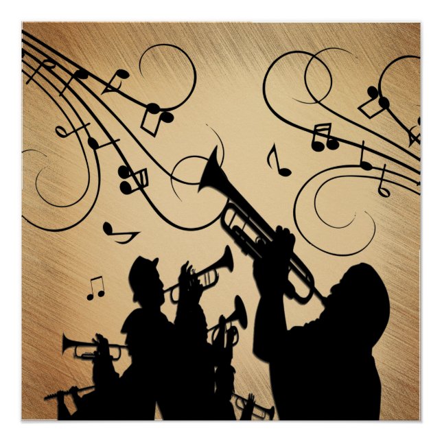 Trumpet Section Rustic Music Design Poster (Front)