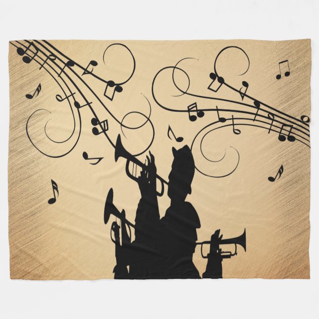 Trumpet Section Rustic Music Fleece Blanket (Front (Horizontal))