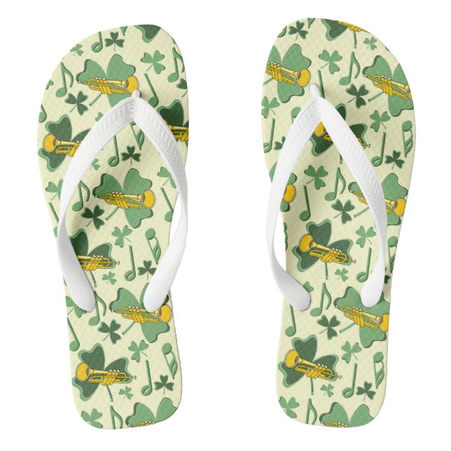 Trumpet Shamrock Music Notes Thongs (Footbed)