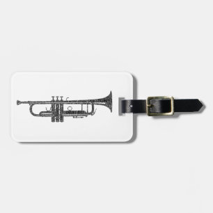 Trumpet Shaped Word Art Black Text Luggage Tag