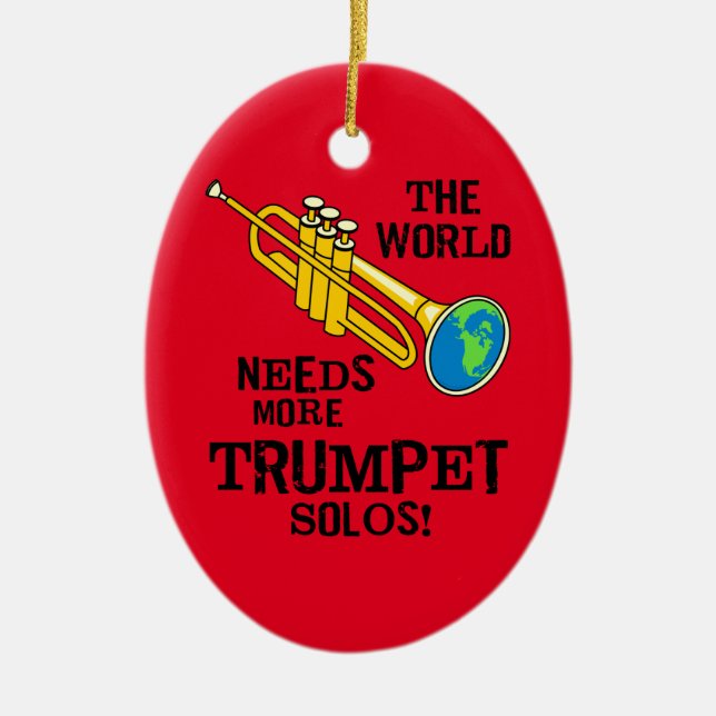 Trumpet Solos Ceramic Ornament (Front)
