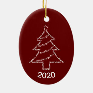 Trumpet Text Christmas Tree Ceramic Ornament