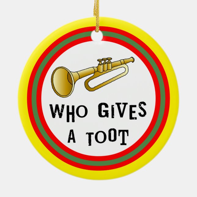 Trumpet Toot Ceramic Ornament (Back)
