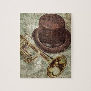 Trumpet, top hat and musical notes jigsaw puzzle