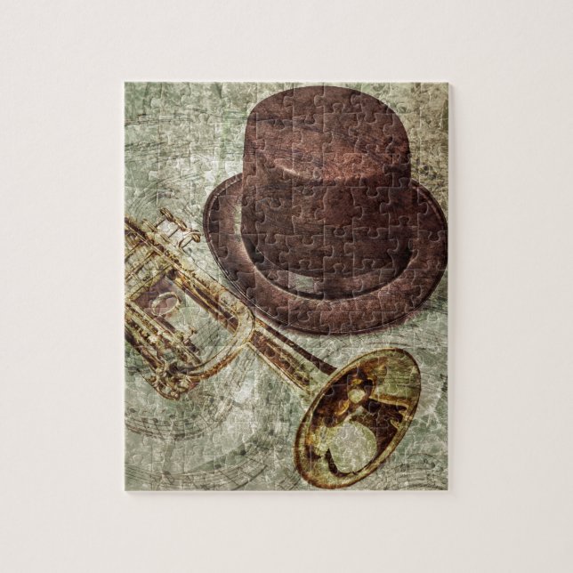 Trumpet, top hat and musical notes jigsaw puzzle (Vertical)