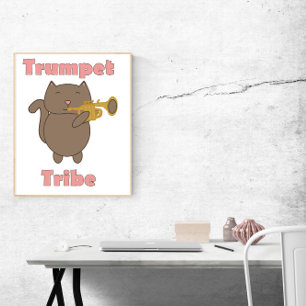 Trumpet Tribe Cute Cat Music Poster