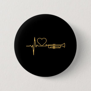 Trumpet - Trumpet Heartbeat Gift 6 Cm Round Badge