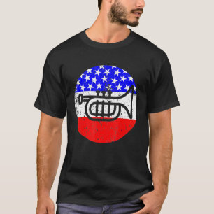 Trumpet - Trumpet Retro Style Music American Flag T-Shirt
