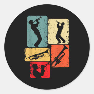 Trumpet Trumpeter Jazz Musician Boys Men Classic Round Sticker