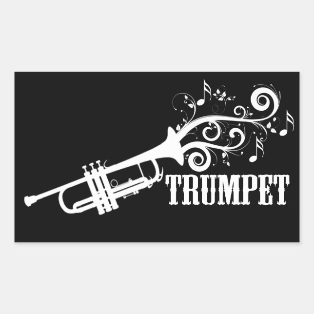 Trumpet Vector with swirls Rectangular Sticker (Front)