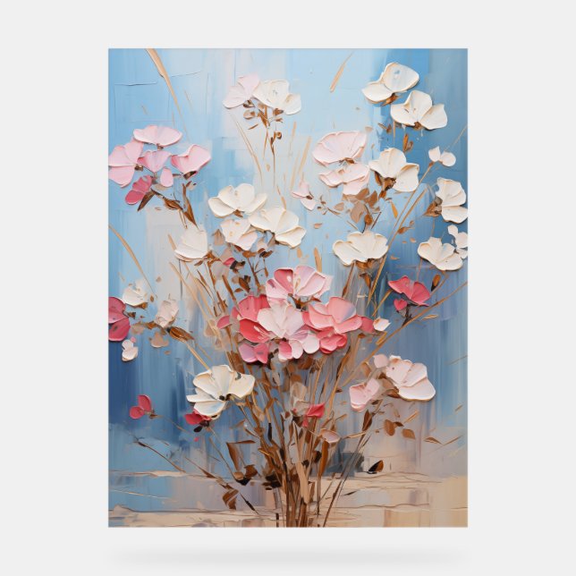 Trumpet Vine - Impasto Floral Acrylic Sign (Front)