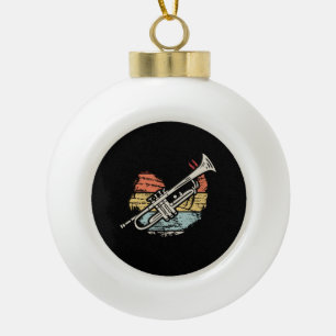 Trumpet Vintage Ceramic Ball Christmas Ornament