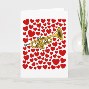Trumpet With Hearts Valentines Anniversary Card