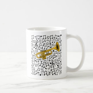 Trumpet With Musical Notes, Brass Musician Coffee Mug