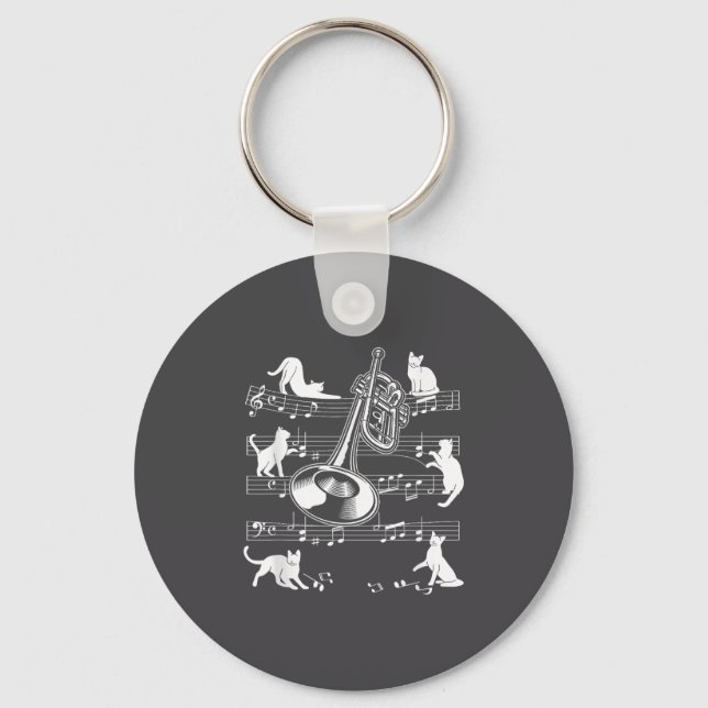 Trumpeter Cats For Cat Loving Trumpet Player  Key Ring (Front)
