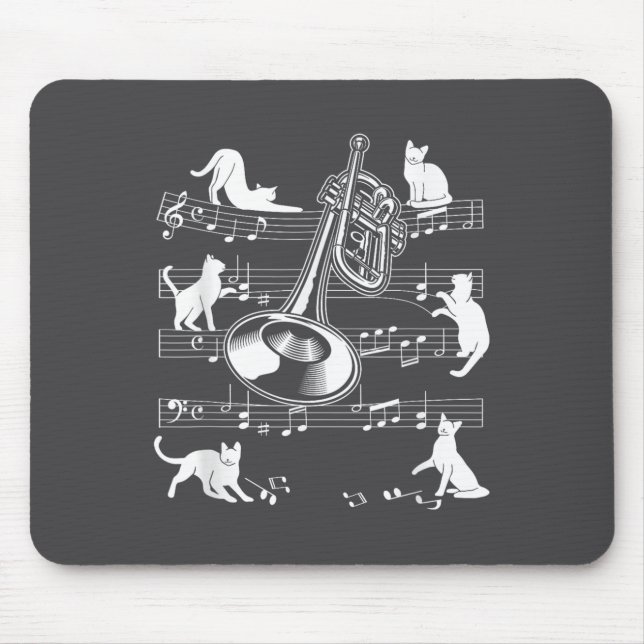 Trumpeter Cats For Cat Loving Trumpet Player  Mouse Pad (Front)