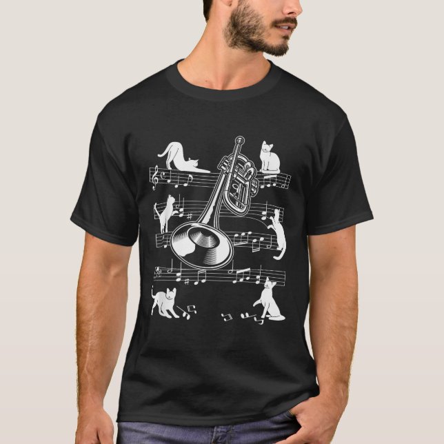 Trumpeter Cats For Cat Loving Trumpet Player  T-Shirt (Front)