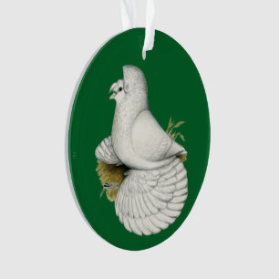 Trumpeter Pigeon White Ornament
