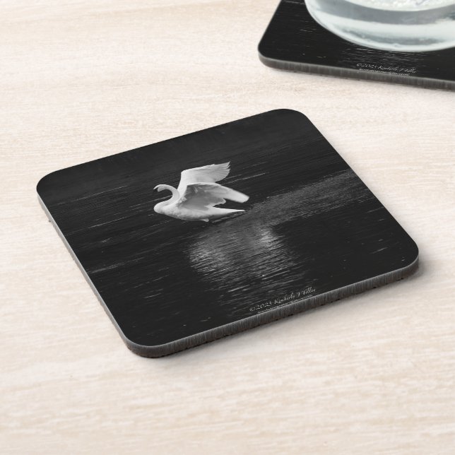 Trumpeter Swan b/w Coaster (Left Side)