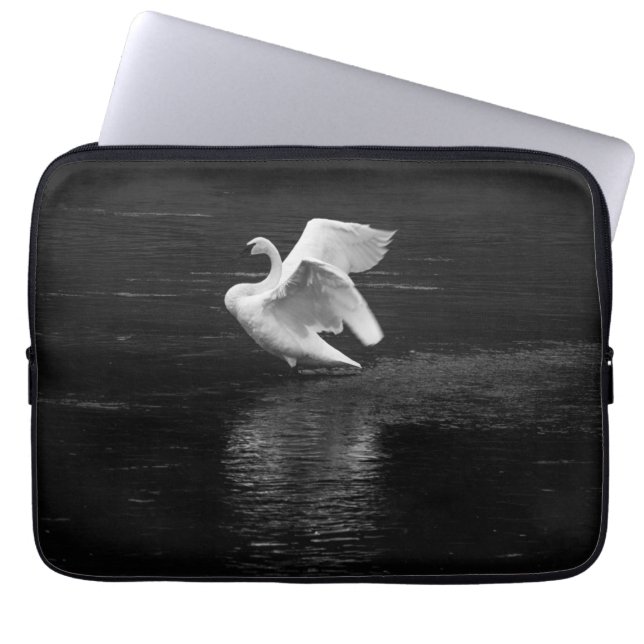 Trumpeter Swan b/w Laptop Sleeve (Front)