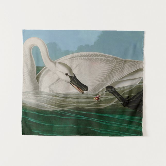 Trumpeter Swan Birds of America Audubon Print Tapestry (Front (Horizontal))