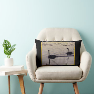 Trumpeter Swans at Dusk Lumbar Pillow