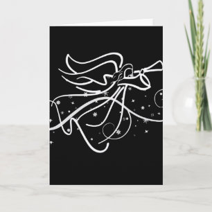 Trumpeting Angel Black and White Christmas Holiday Card