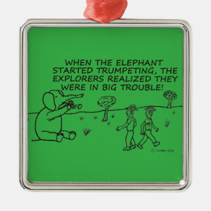 Trumpeting Elephant Metal Ornament