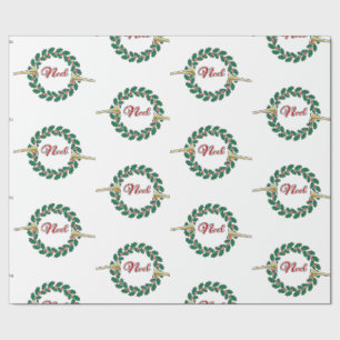 Trumpets Announcing Noel: Merry Christmas Wreath Wrapping Paper