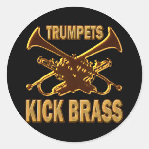 TRUMPETS KICK BRASS CLASSIC ROUND STICKER