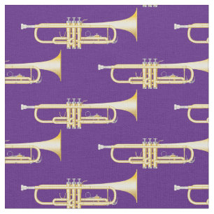 Trumpets Music Musician Room Decor Purple Fabric