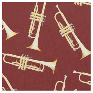 Trumpets Music Musician Room Decor Red Fabric