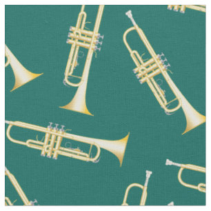 Trumpets Music Musician Room Decor Teal Fabric