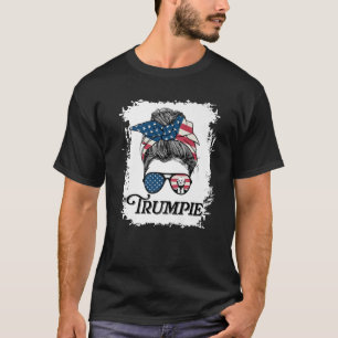 Trumpie Anti Biden Rally Wear Messy Bun Hair Ameri T-Shirt