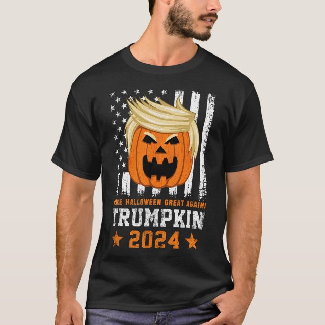 Trumpkin 2024 Usa Make Halloween Great Again Funny T-Shirt (Front)