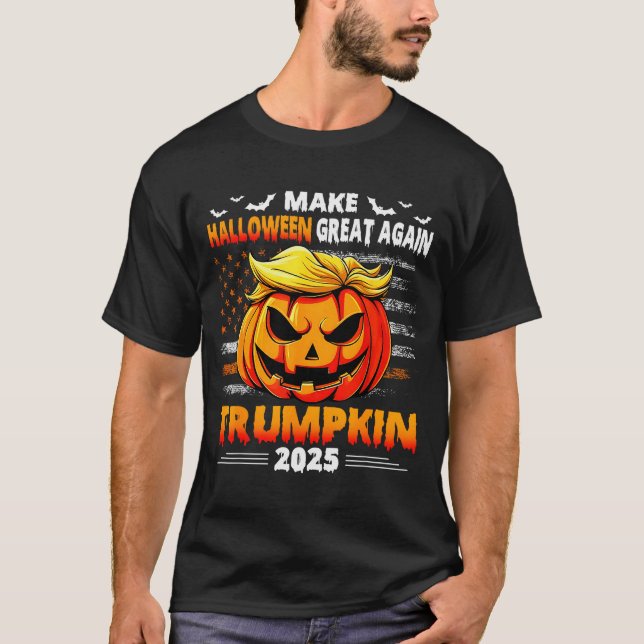 Trumpkin 2025 Usa Make Halloween Great Again Funny T-Shirt (Front)