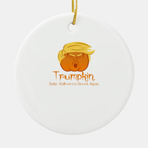 Trumpkin Classic & Funny Design For Halloween Ceramic Ornament