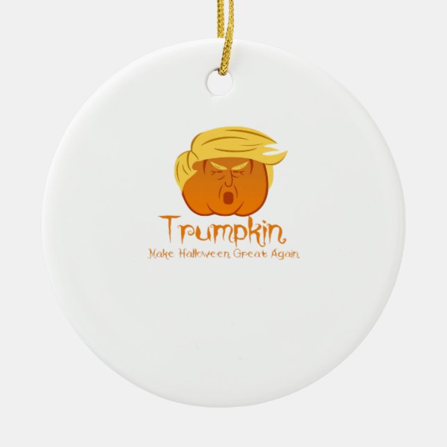 Trumpkin Classic & Funny Design For Halloween Ceramic Ornament (Front)